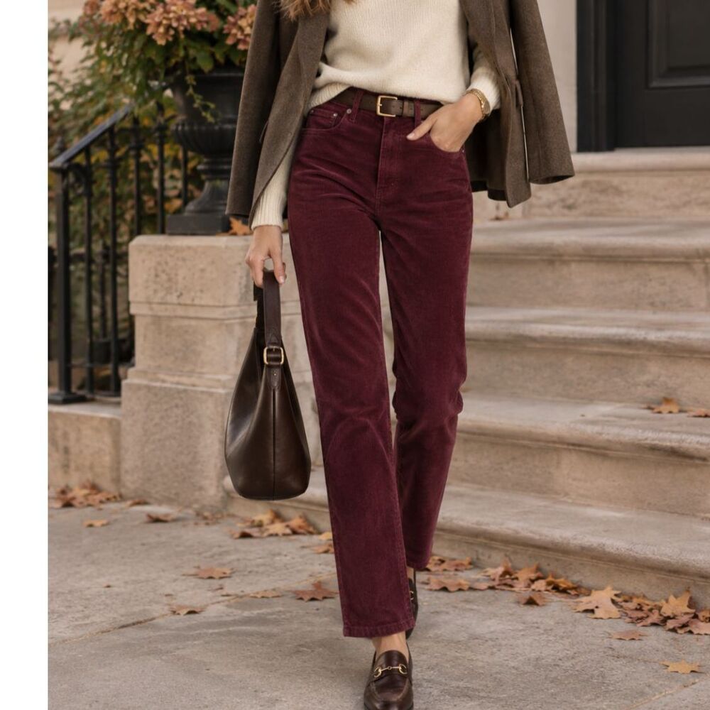 GAP Burgundy Straight leg Corduroy Pants Size 2 Dark Academia
